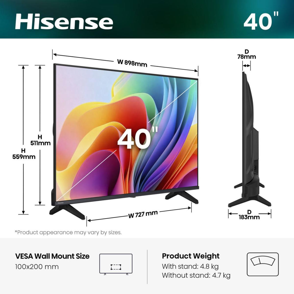 Hisense 40A49S 101,6 cm (40") Full HD Smart TV Wifi Noir