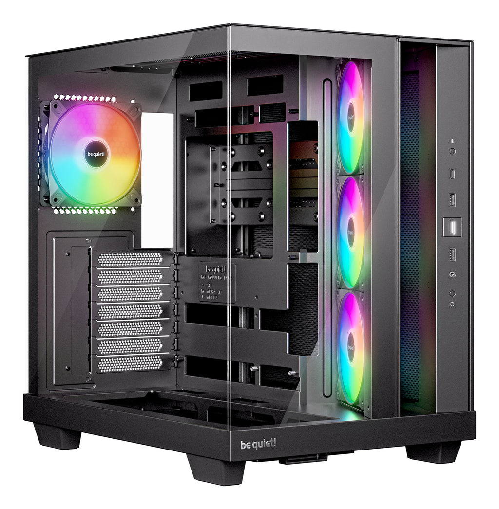 be quiet! Light Base 500 Noir | Boîtier PC ARGB vitré, Mini ITX / Micro ATX / ATX, 4 ventilateurs Light Wings LX 120 mm