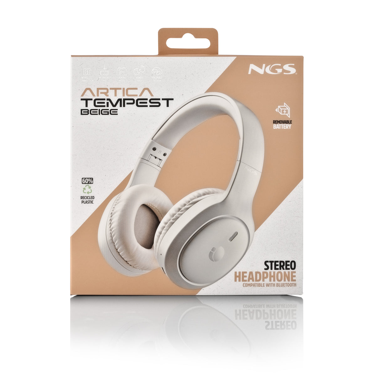 NGS Artica Tempest Beige Casque Avec fil &sans fil Arceau Appels/Musique USB Type-C Bluetooth