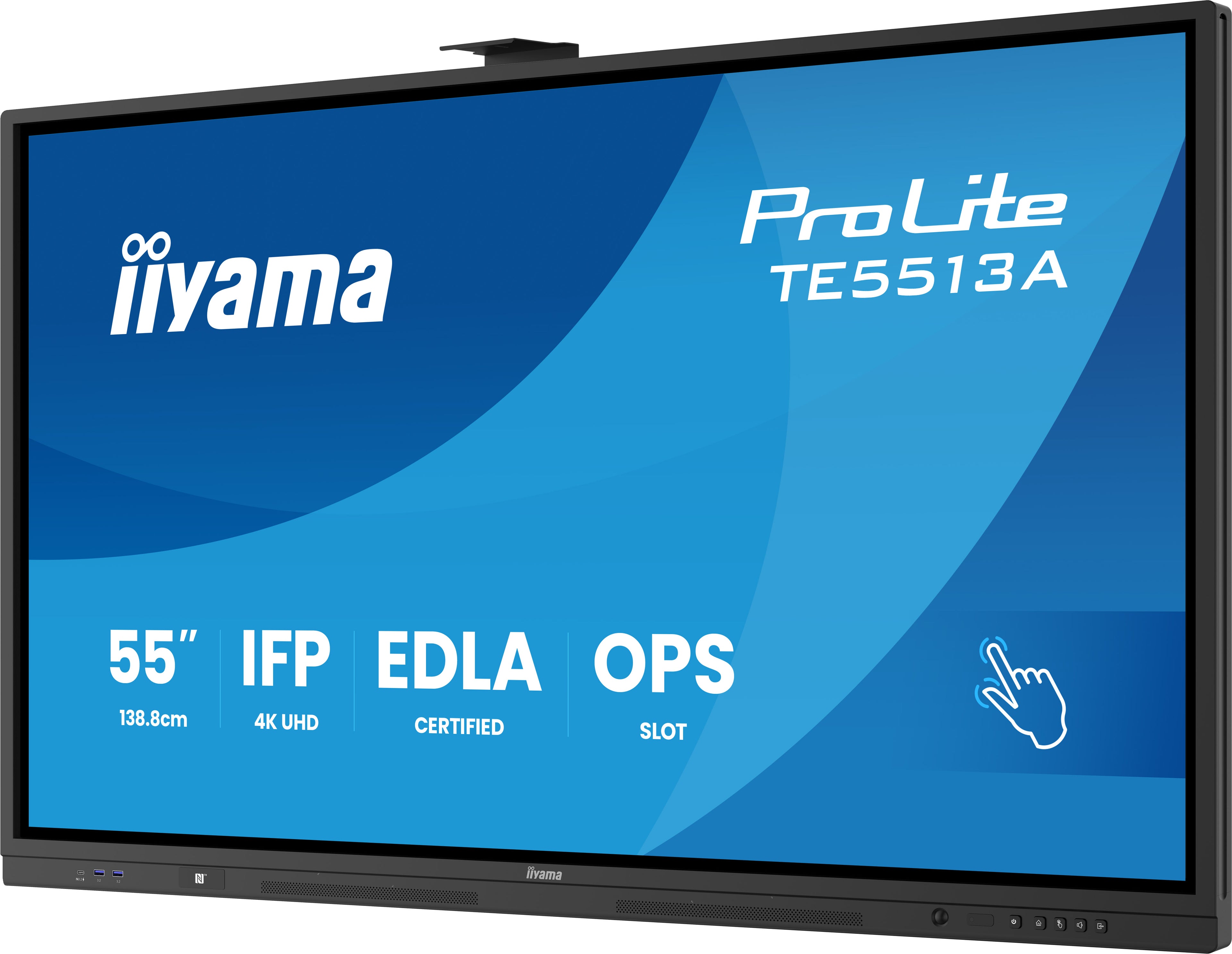 iiyama TE5513A-B2AG Écran d'affichage dynamique Écran plat interactif 138,7 cm (54.6") Wifi 500 cd/m² 4K Ultra HD Noir Écran tactile Intégré dans le processeur Android 24/7