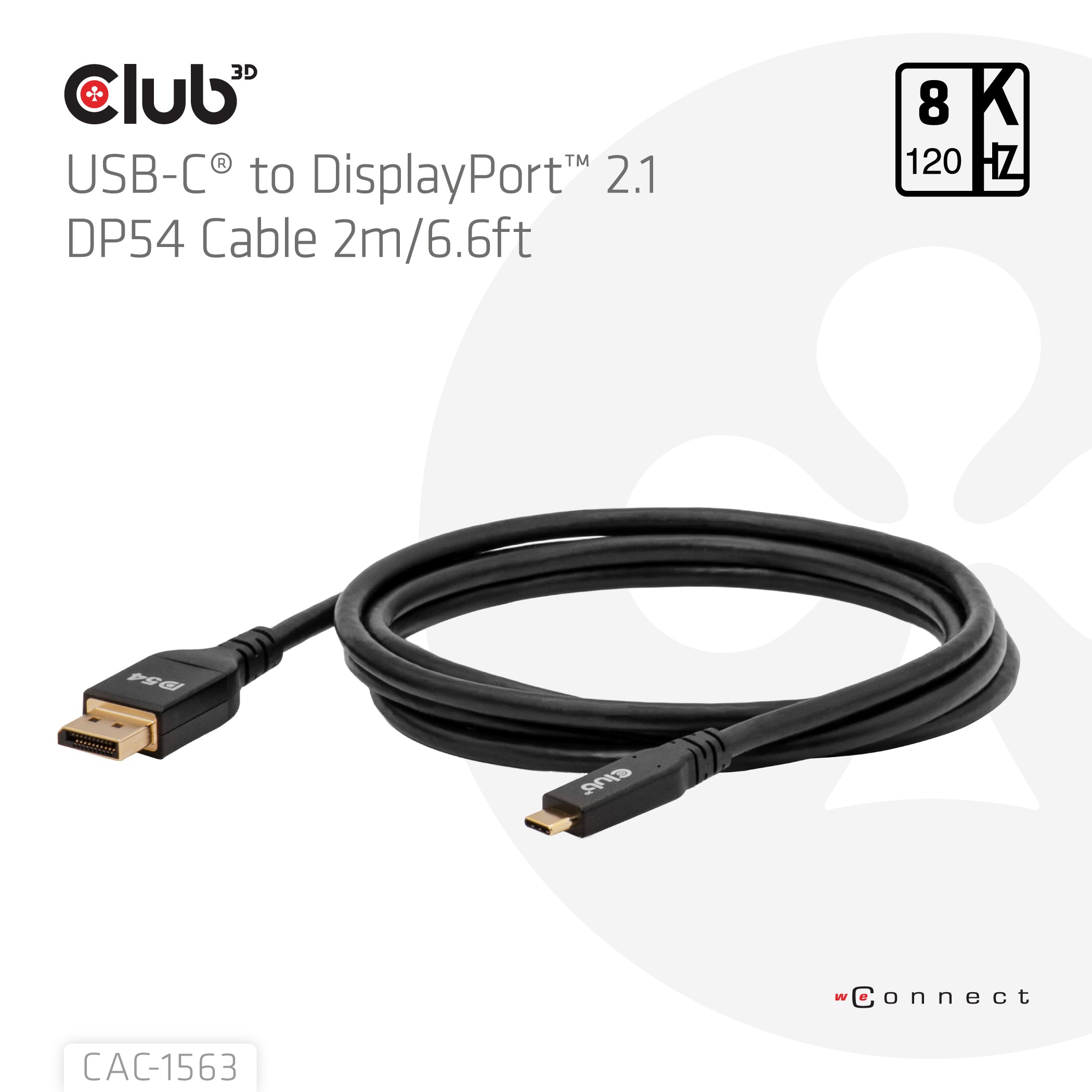 CLUB3D CAC-1563 câble vidéo et adaptateur 2 m USB Type-C DisplayPort Noir