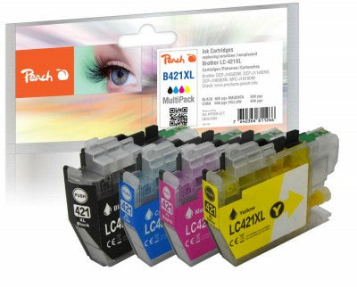 Peach PI500-377 Cartouches d'Encre XL, Pack de 4 (Noir, Cyan, Magenta, Jaune)