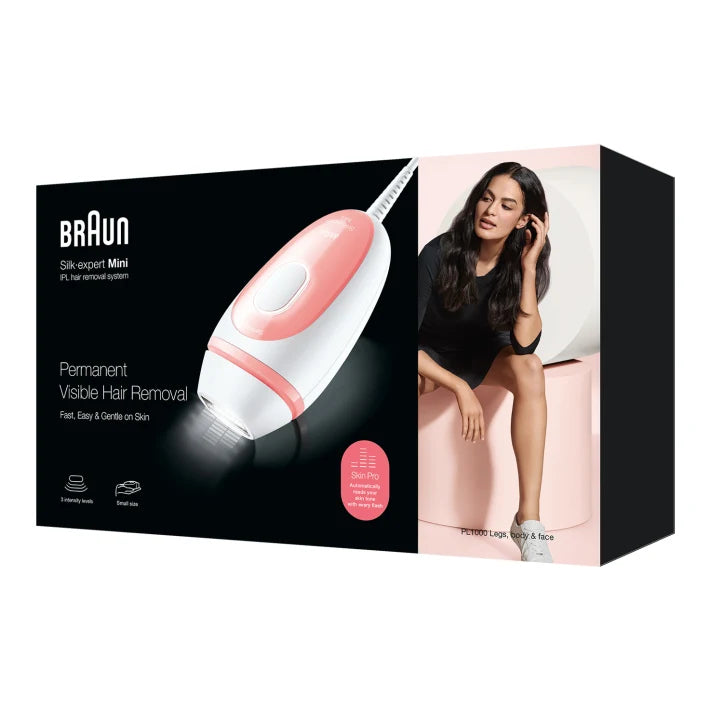 Braun Silk-expert Mini PL1000 IPL Lumière pulsée Rose, Blanc