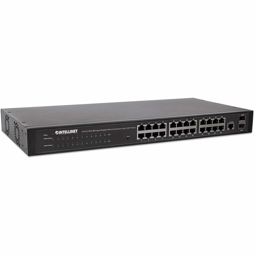 Intellinet Commutateur Réseau Gigabit Web-Smart 24 ports RJ45 et 4 ports SFP, Rack 19"