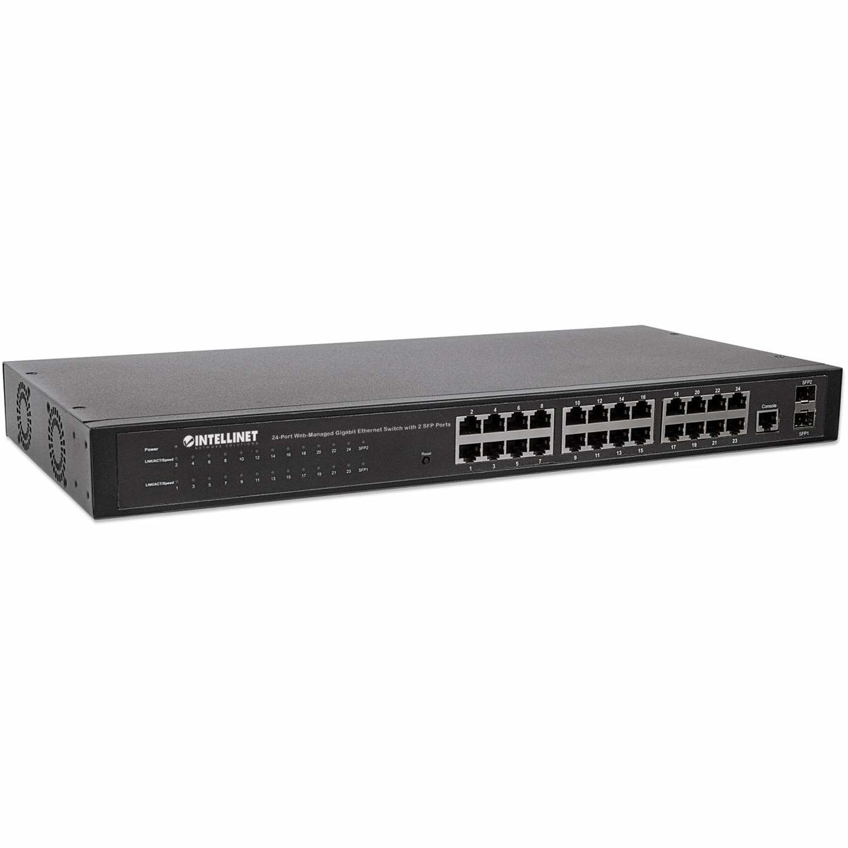 Intellinet Commutateur Réseau Gigabit Web-Smart 24 ports RJ45 et 4 ports SFP, Rack 19"