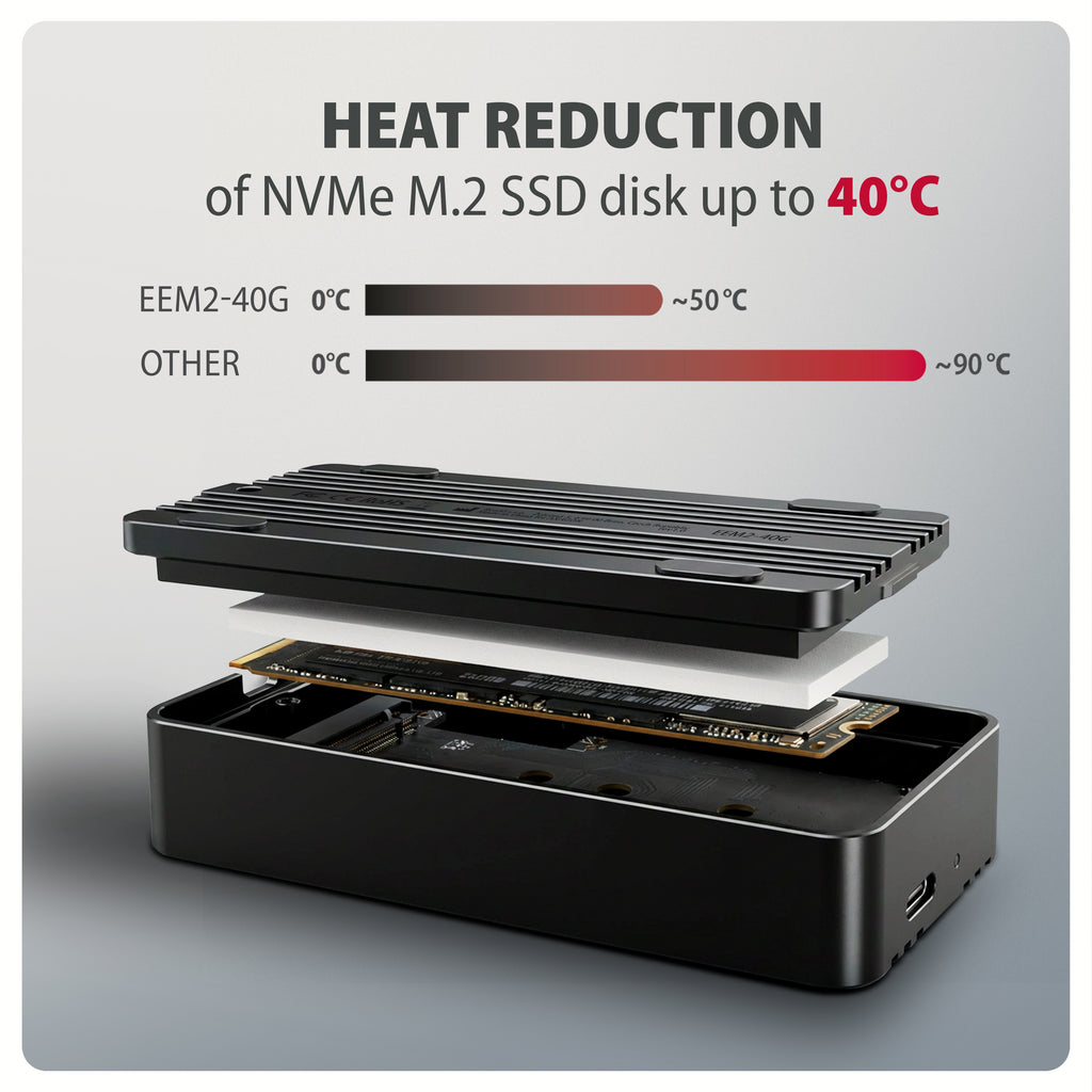 Axagon EEM2-40G Boîtier de disques de stockage Enceinte ssd Noir M.2 - vue 7