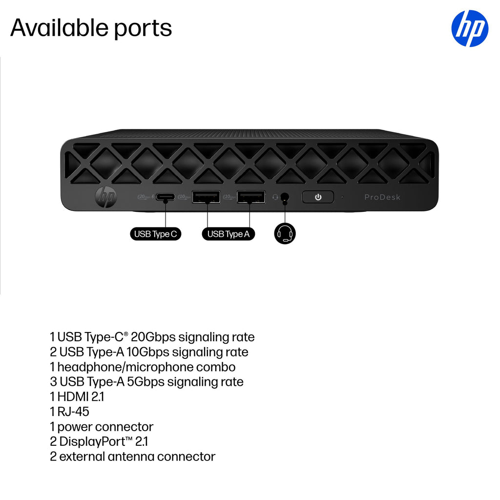 HP ProDesk 4 Mini G1i Intel Core Ultra 5 225T 16 GB DDR5-SDRAM 512 GB SSD Windows 11 Pro Mini PC AI PC Black
