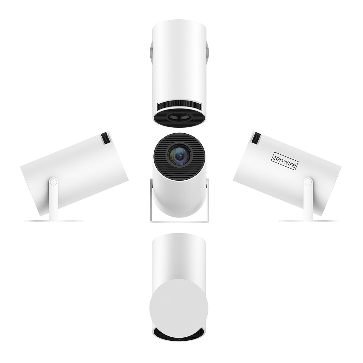 Mini-projecteur portable Android 13 avec Wi-Fi, projection rotative, Full HD 4K, Bluetooth, correction automatique de la distorsion 4D, Zenwire R1 360