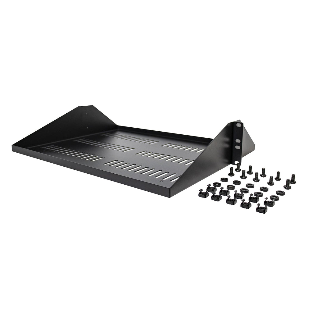 StarTech.com Étagère Rack 19 pouces 2U Ventilé, Capacité 91kg, Profondeur 35,6cm, Noir
