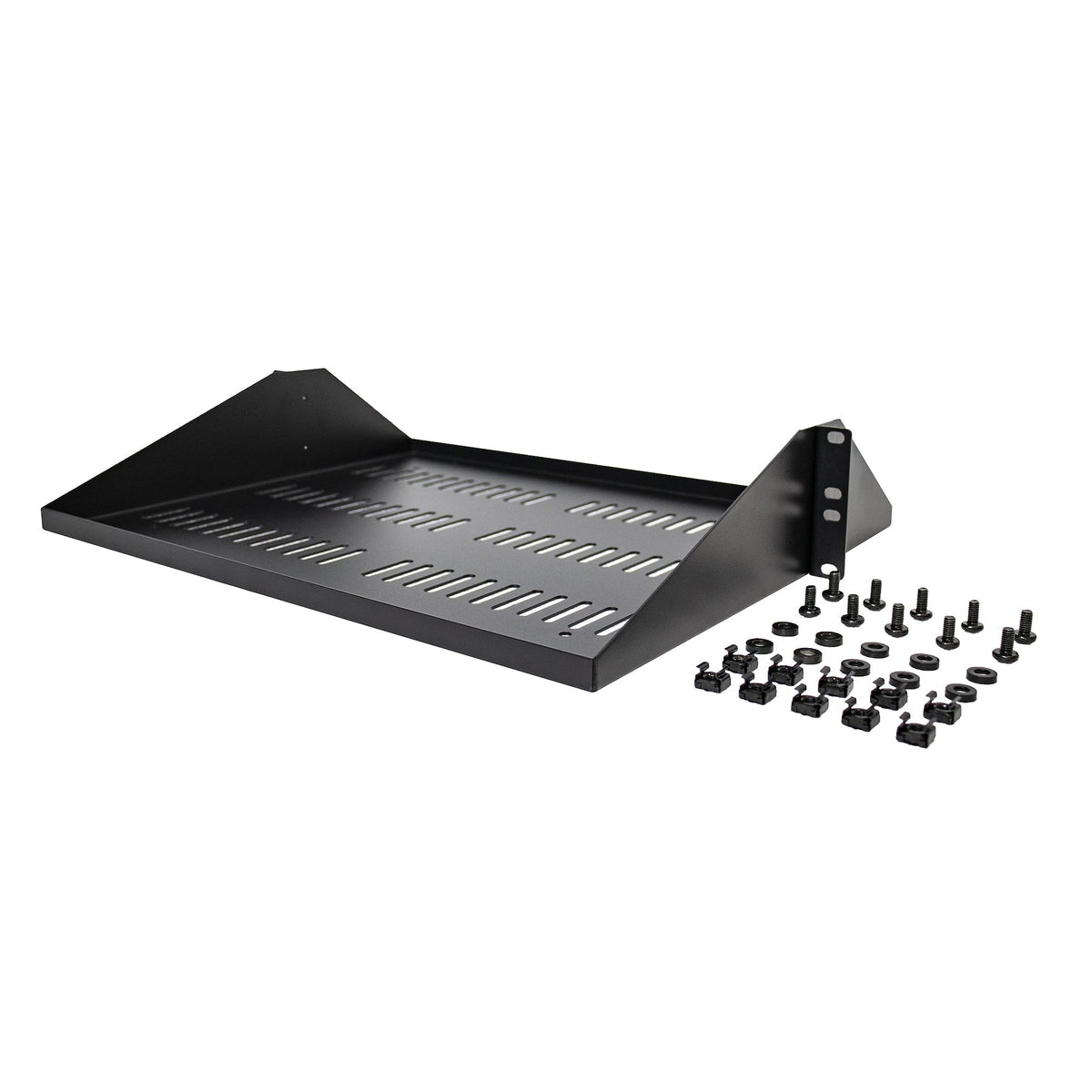 StarTech.com Étagère Rack 19 pouces 2U Ventilé, Capacité 91kg, Profondeur 35,6cm, Noir