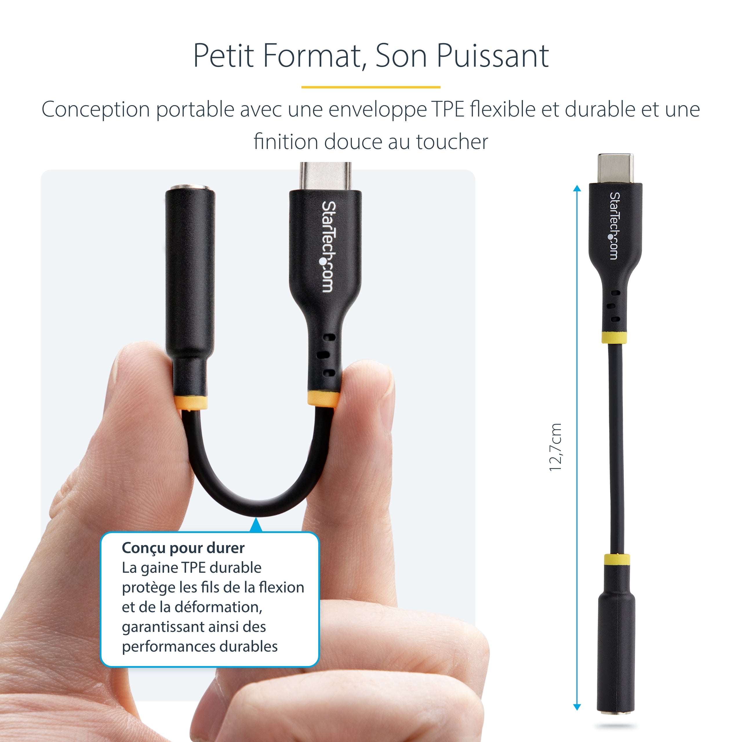 StarTech.com Adaptateur Audio USB-C vers Prise Casque/Casque 3,5 mm TRRS, Dongle Aux USB Type-C vers Jack, Hi-Fi 32-bit DAC, pour Ordinateur Portable/Téléphone/Tablette, Compatible USB-C/Thunderbolt