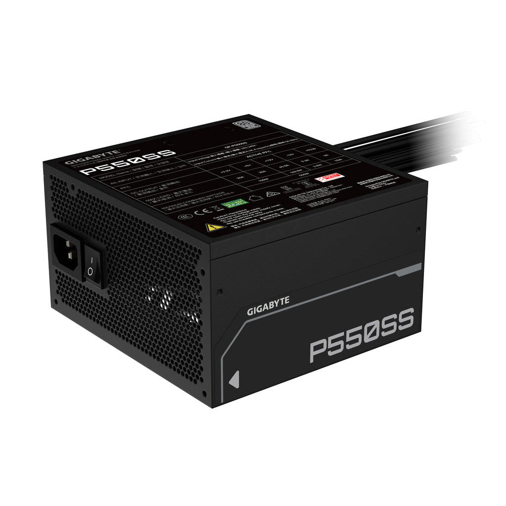 GIGABYTE P550SS Bloc d'Alimentation - PCIe 5.0, 80 PLUS Silver, Ventilateur 120 mm, Compatible ATX 3.0, Prise EU