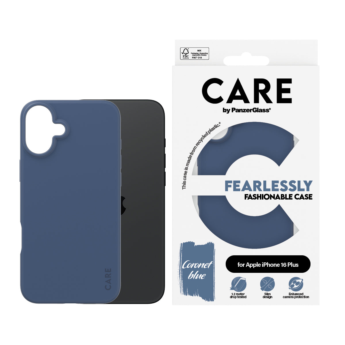 PanzerGlass CARE™ by ® Case Blue iPhone 16 Plus coque de protection pour téléphones portables Housse Bleu