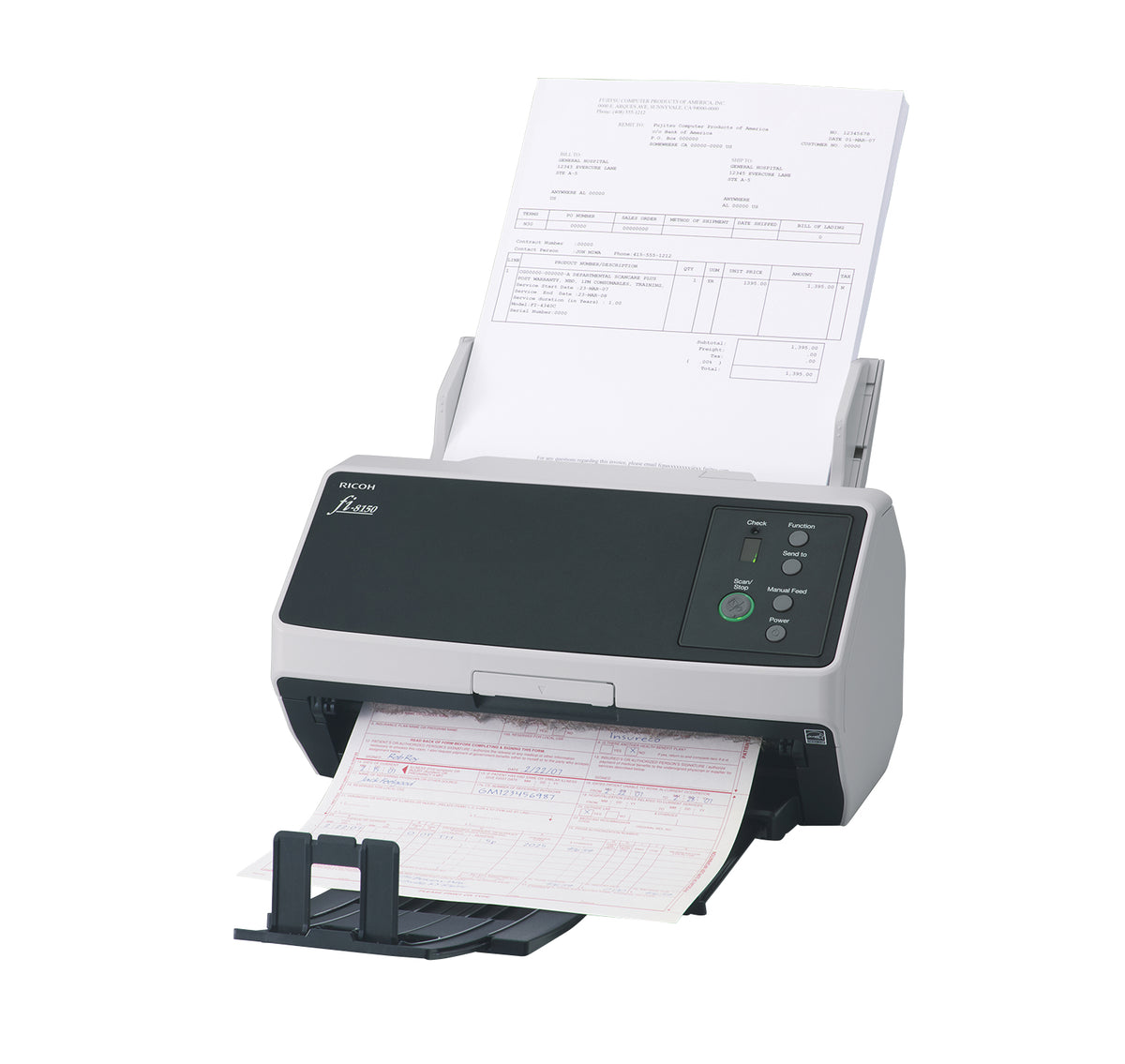 Ricoh FI-8150 Scanner avec Chargeur Automatique de Documents (ADF) et Manuel, 600 x 600 DPI, A4, Noir et Gris