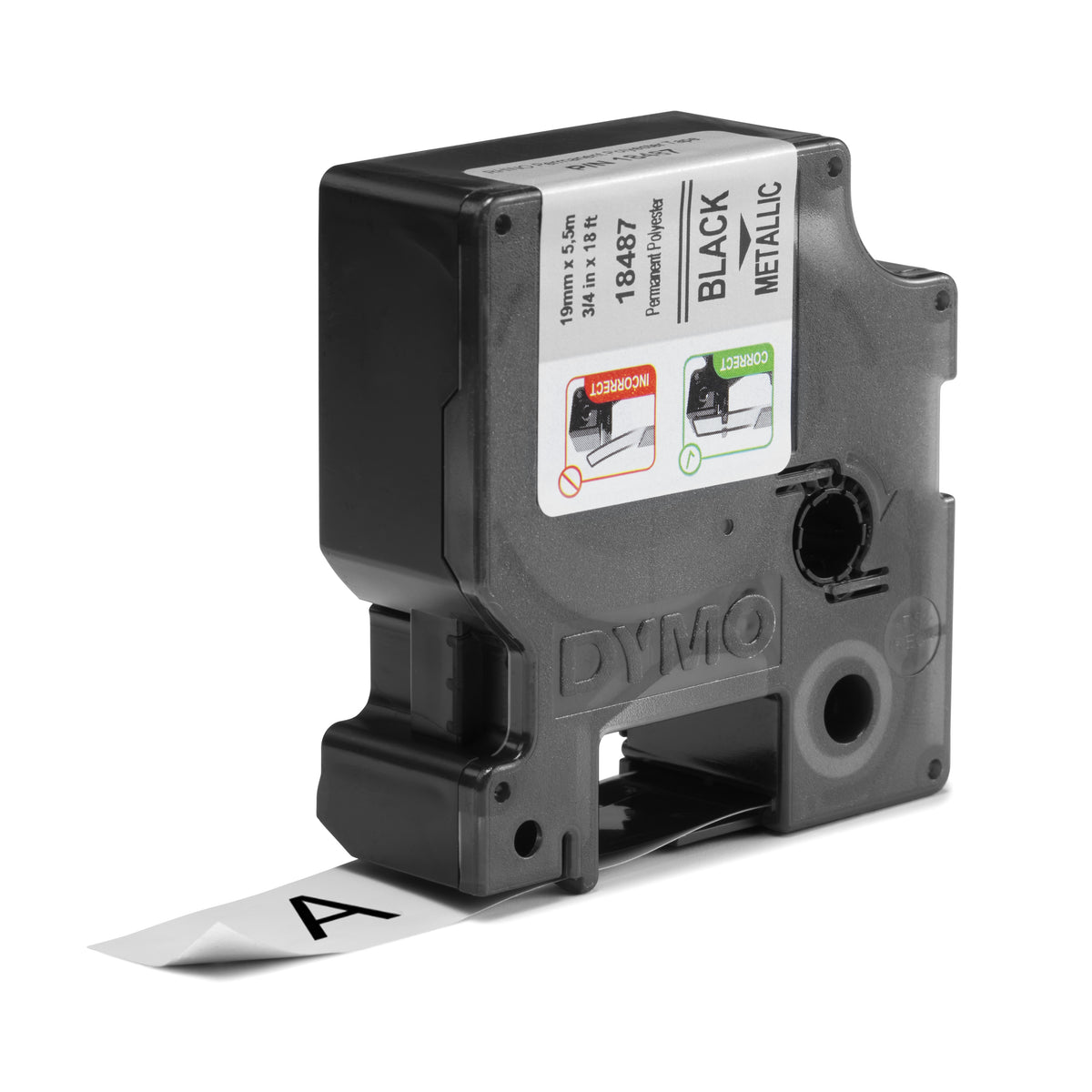 DYMO Rhino Étiquettes Industrielles | polyester permanent | 19 mm x 5,5 m | autocollantes impression en Noir sur fond métallique | pour étiqueteuses Rhino et LabelManager - vue 2