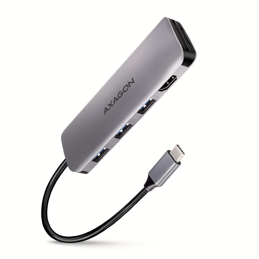 Axagon HMC-HCR3A 3x USB-A+ HDMI+ SD/microSD USB-C 3.2 Gen 1 hub 20cm Avec fil USB 3.2 Gen 1 (3.1 Gen 1) Type-C Gris