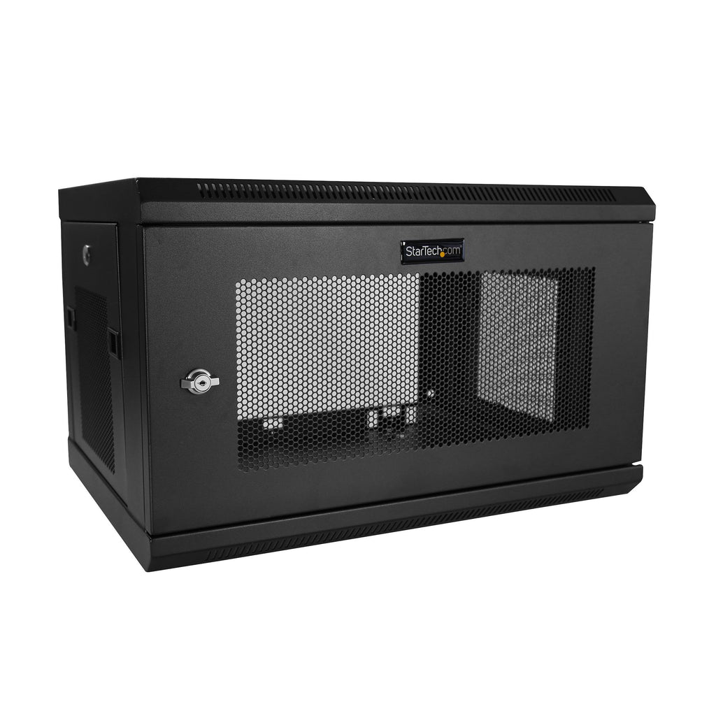 StarTech.com Armoire Réseau Murale 6U avec Étagère 1U, Rack Serveur 19" à Charnières et Ventilée