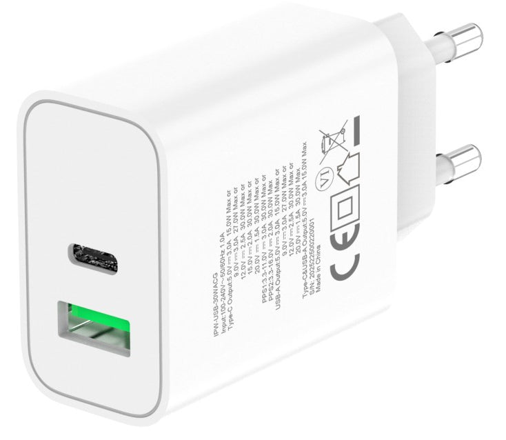 Techly IPW-USB-30WACG chargeur d'appareils mobiles Universel Blanc Secteur Charge rapide Intérieure