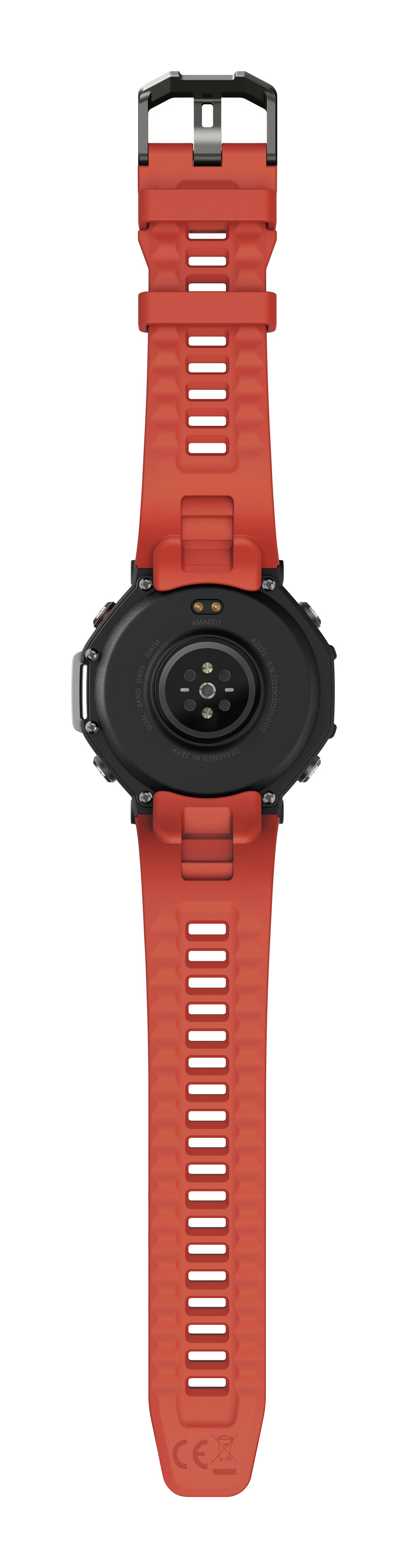 Amazfit T-Rex 3 Lava 3,81 cm (1.5") AMOLED 48.5 mm Numérique 480 x 480 pixels Écran tactile Noir, Acier inoxydable GPS (