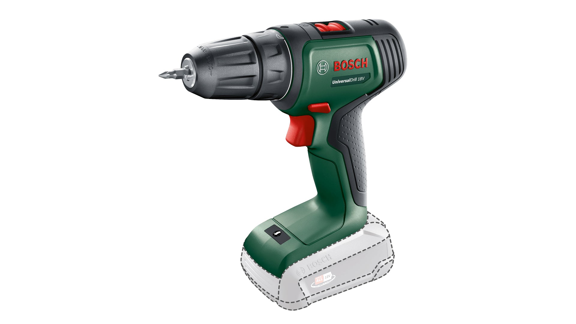 Bosch Bosch Universal Drill 18V 1450 tr/min Sans clé 1,2 kg Noir, Vert