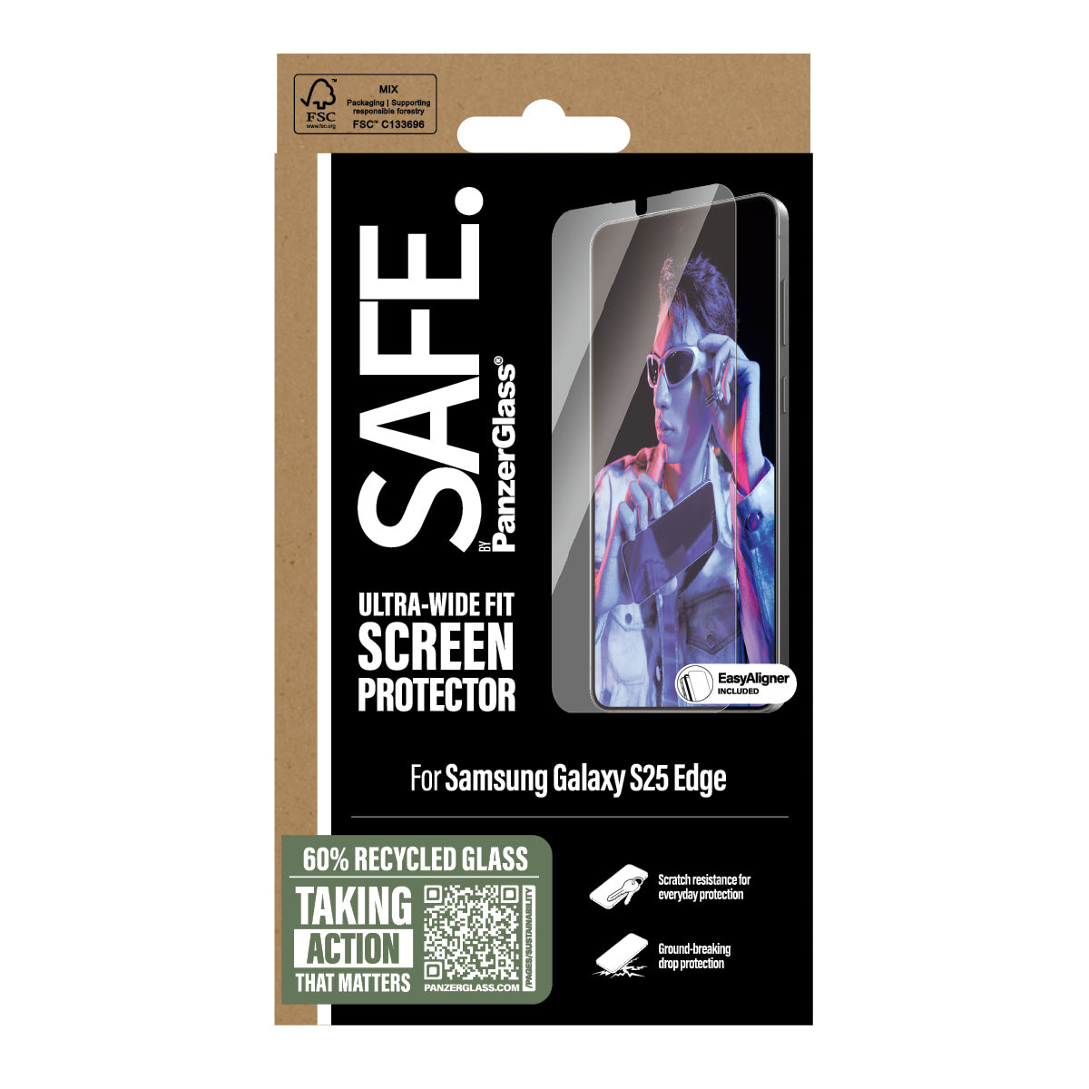 PanzerGlass PanzerGlass SAFE. by ® Screen Protector Samsung S25 Edge | Ultra-Wide Fit Protection d'écran transparent 1 pièce(s)