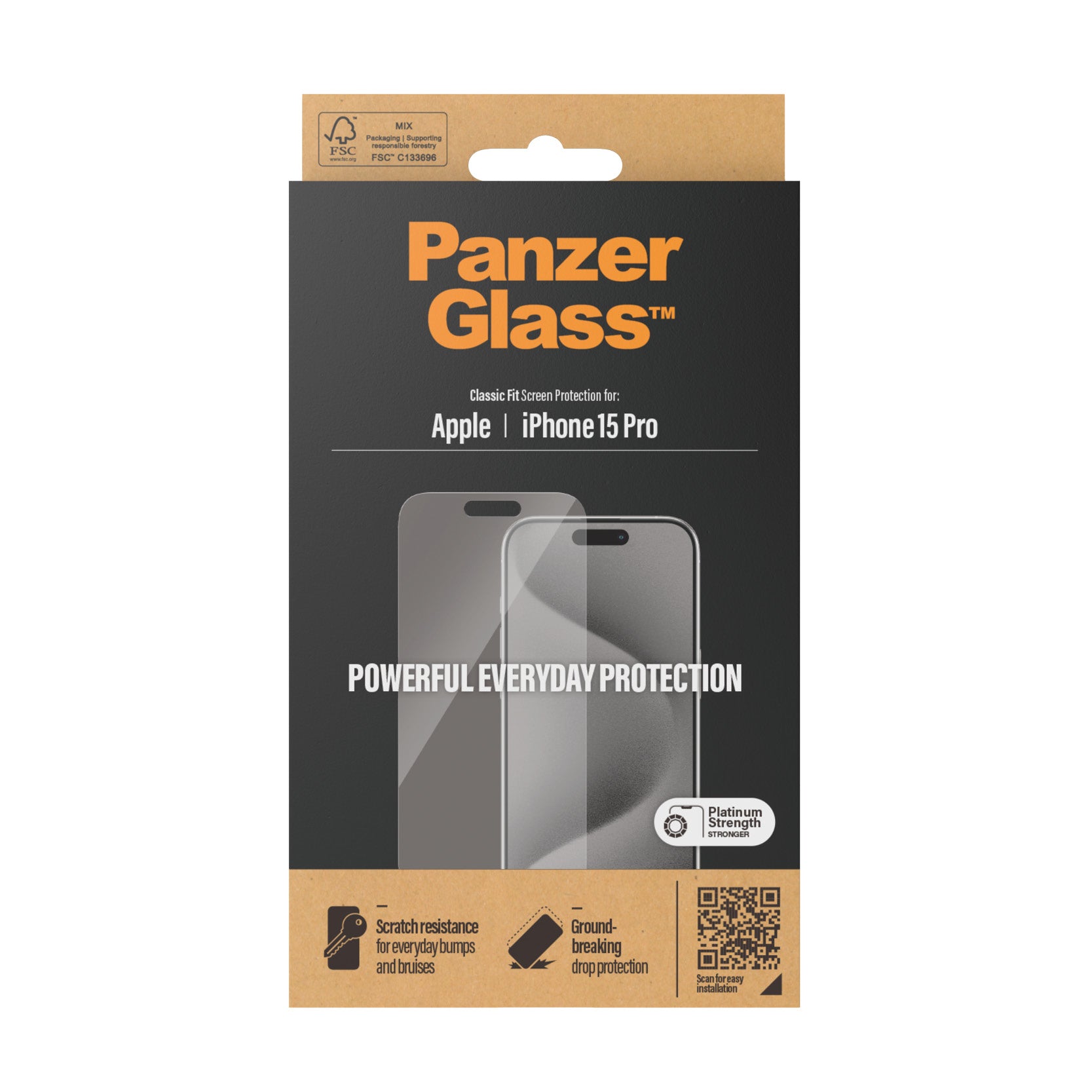 PanzerGlass ® Screen Protector iPhone 15 Pro | Classic Fit Protection d'écran transparent Apple 1 pièce(s)