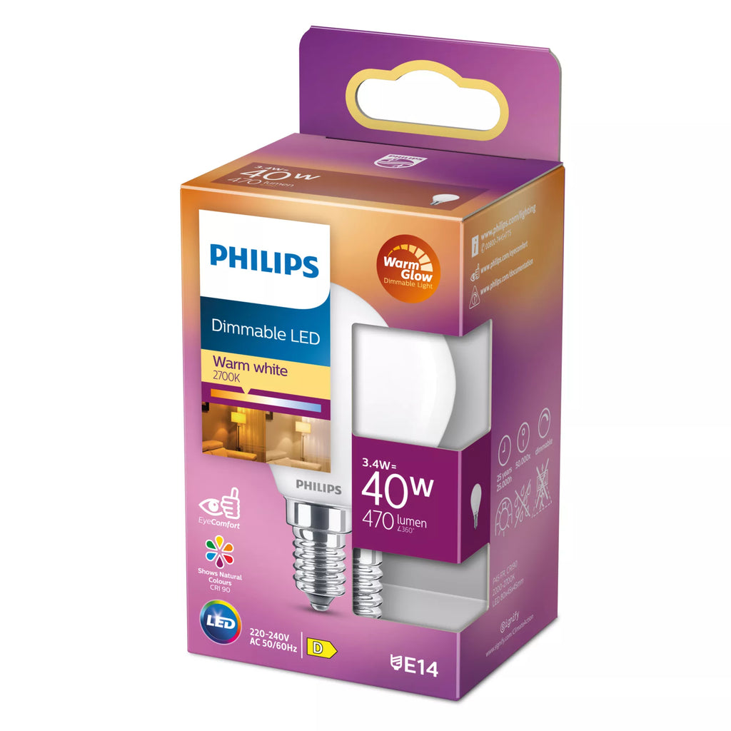 Philips Filament sphérique dépoli 40W P45 E14