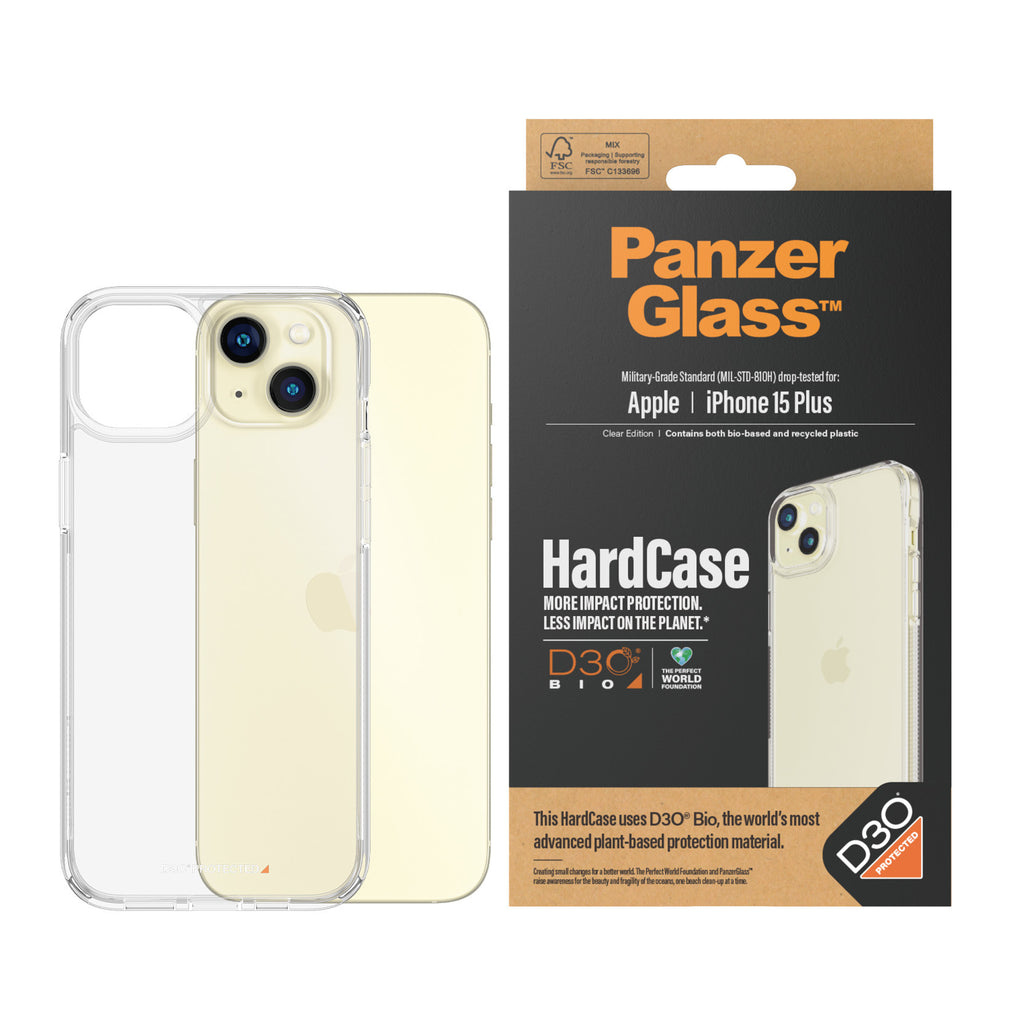 PanzerGlass HardCase Transparent avec D3O pour iPhone 15 Plus, Coque de Protection