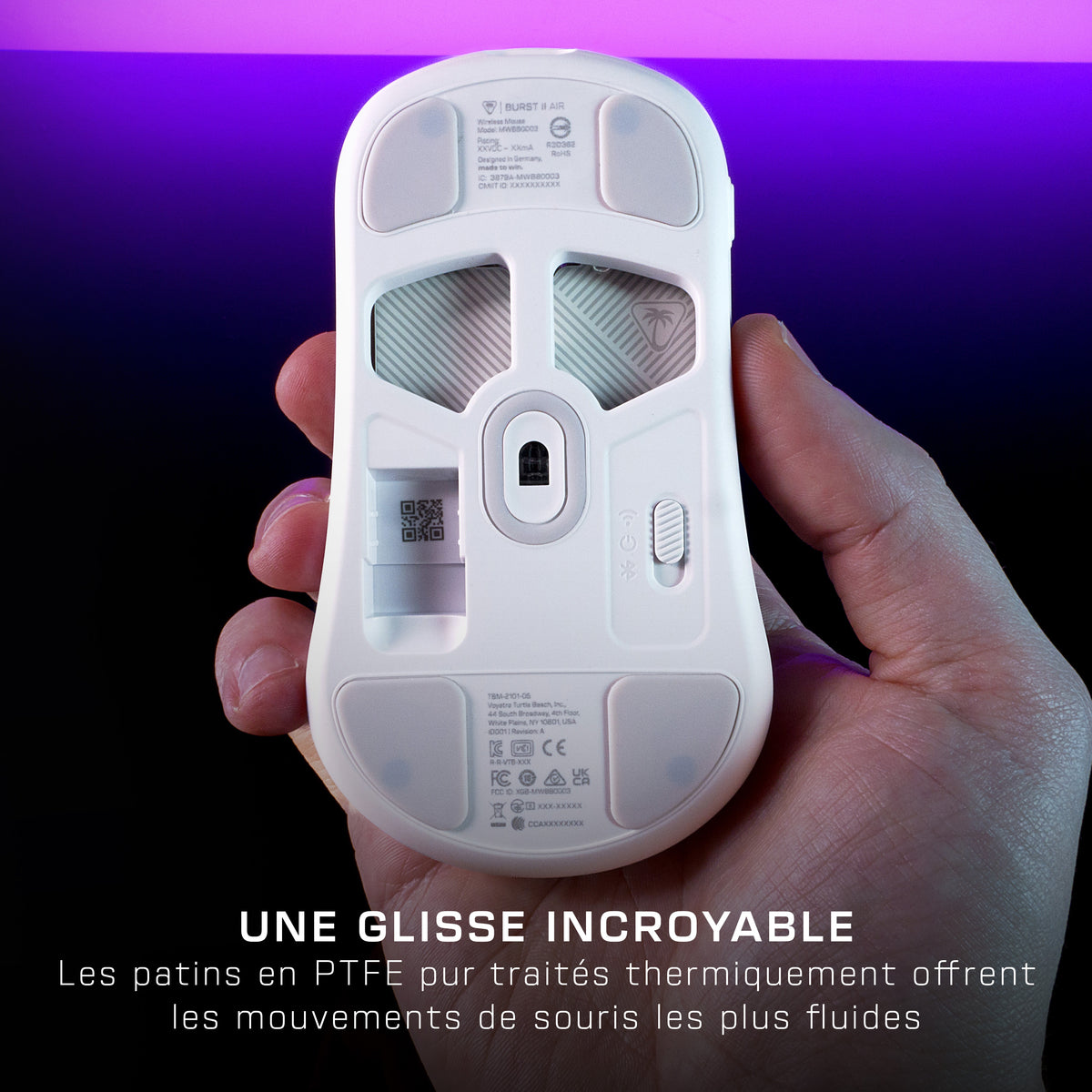 Turtle Beach Burst II Air - Souris gaming sans fil 2,4 GHz : ultralégère avec 47 g, touches optiques, symétrique, capteu
