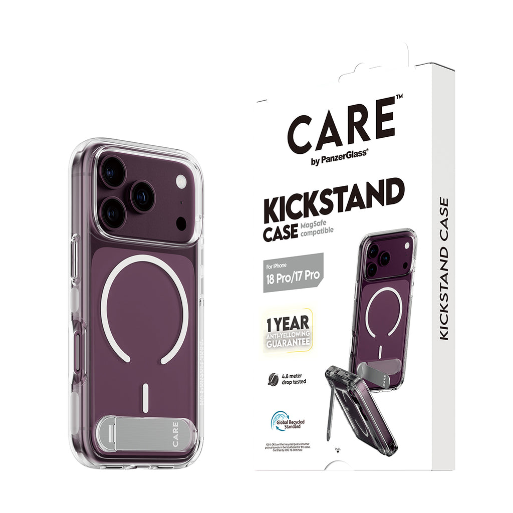 PanzerGlass CARE™ by ® Kickstand Case Transparent w. White MagSafe iPhone 2026 Pro | 17 Pro coque de protection pour tél