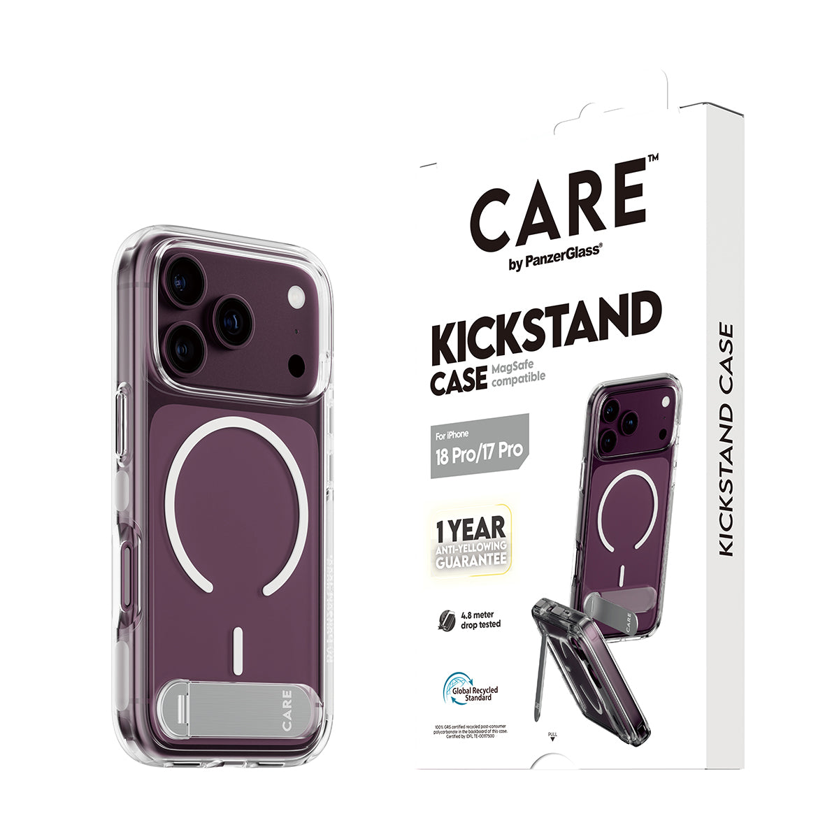 PanzerGlass CARE™ by ® Kickstand Case Transparent w. White MagSafe iPhone 2026 Pro | 17 Pro coque de protection pour tél