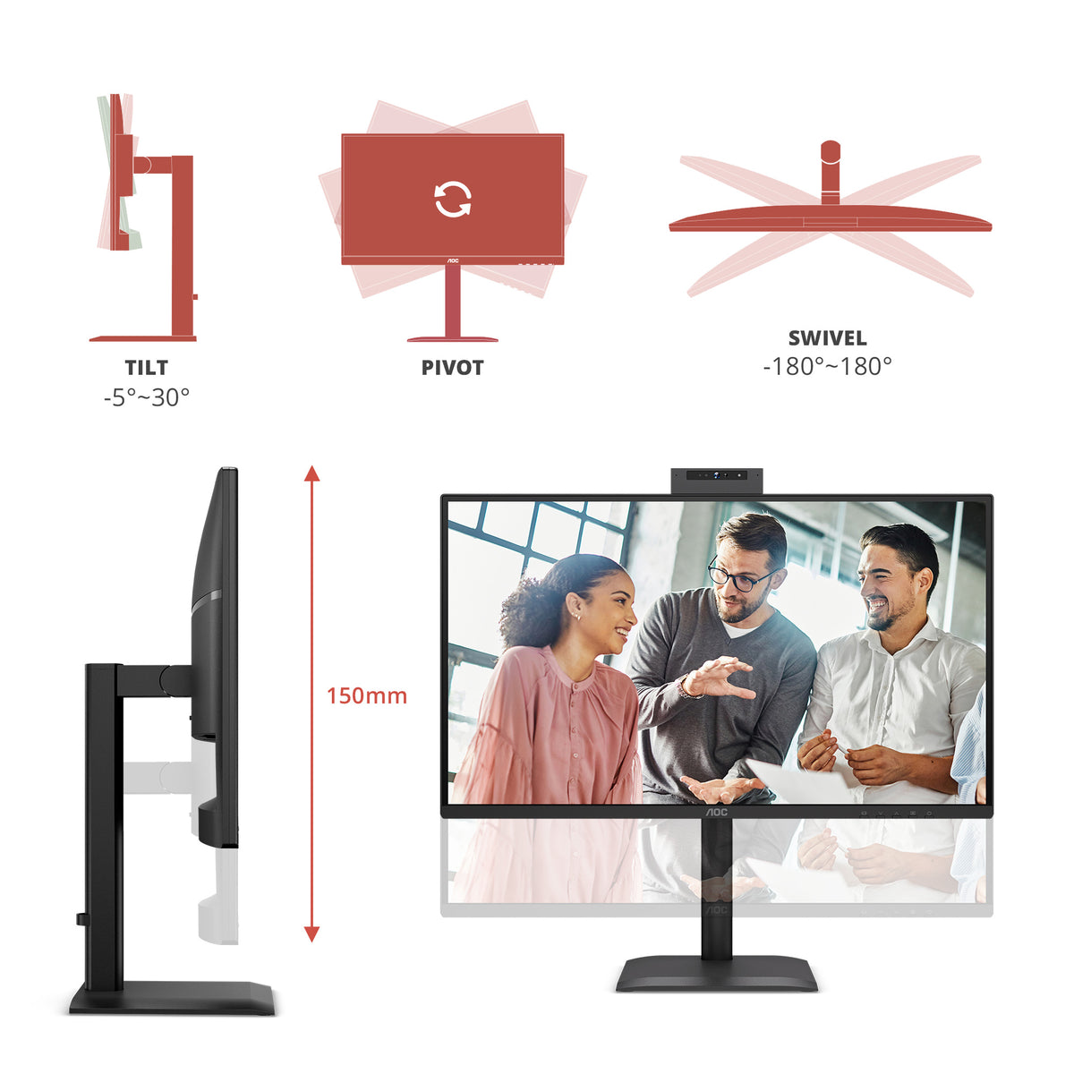 AOC Q27E4CW écran plat de PC 68,6 cm (27") 2560 x 1440 pixels Quad HD LCD Noir