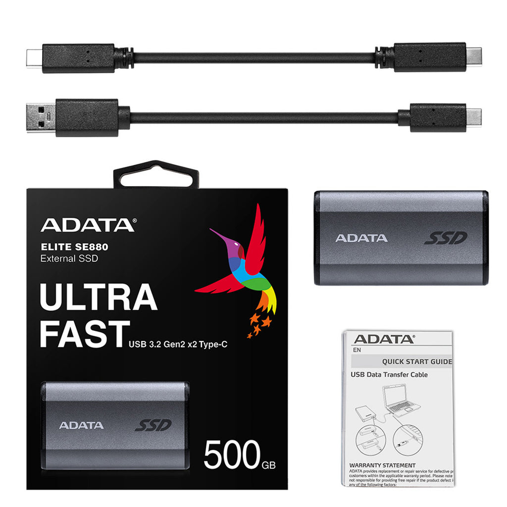 ADATA SE880 SSD Portable 500 Go USB Type-C 3.2 Gen 2, Gris