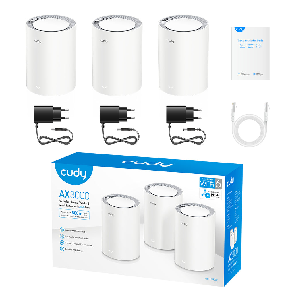 Cudy AX3000 Système Wi-Fi 6 Mesh Bi-bande 2.5G, Blanc