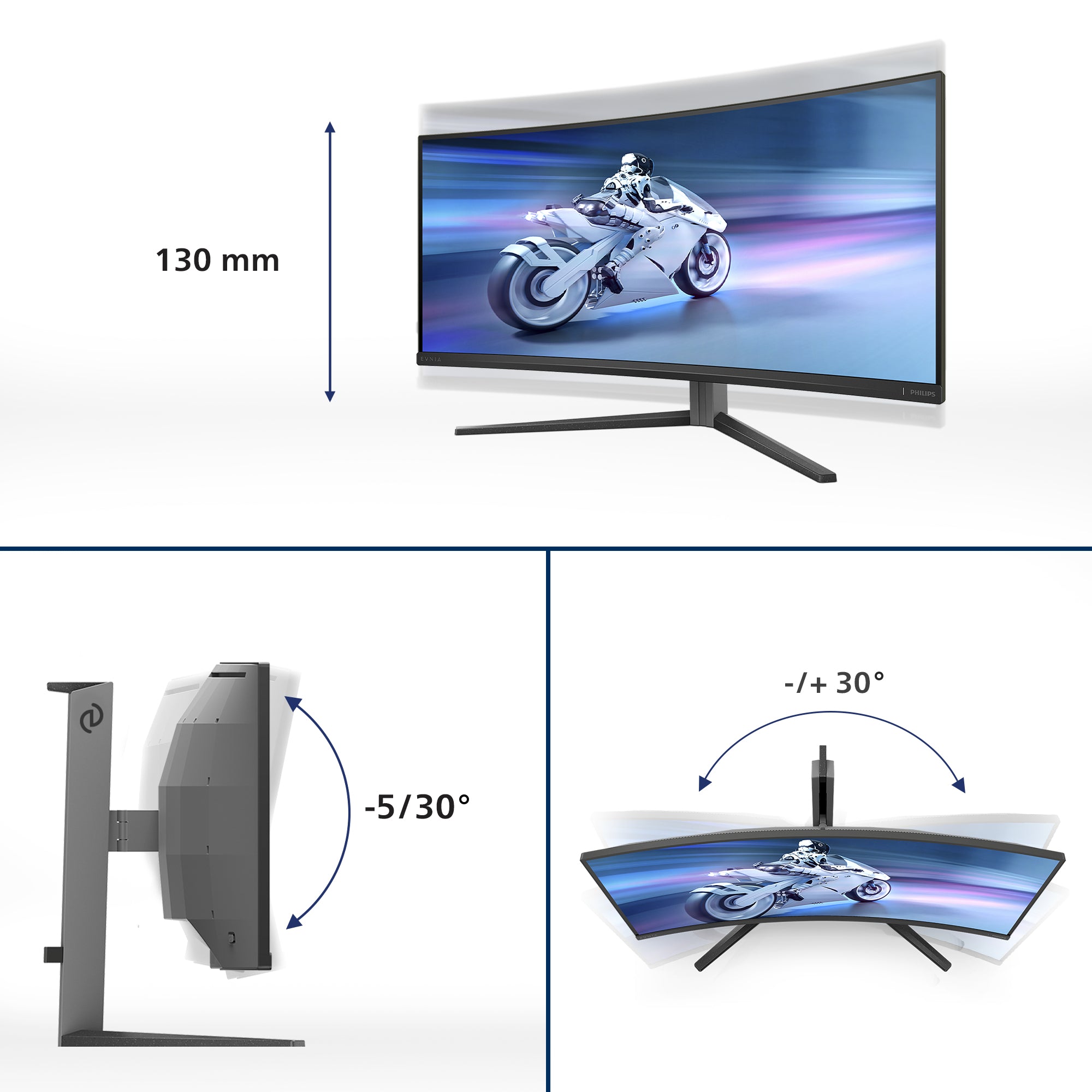 Philips Evnia 6000 34M2C6500/00 écran plat de PC 86,4 cm (34") 3440 x 1440 pixels Wide Quad HD QD-OLED Gris