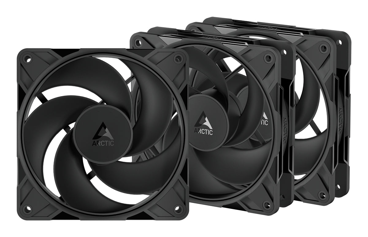 ARCTIC Freezer P12 Pro Reverse, Pack de 3 Ventilateurs de Boîtier PC 12 cm, Noir