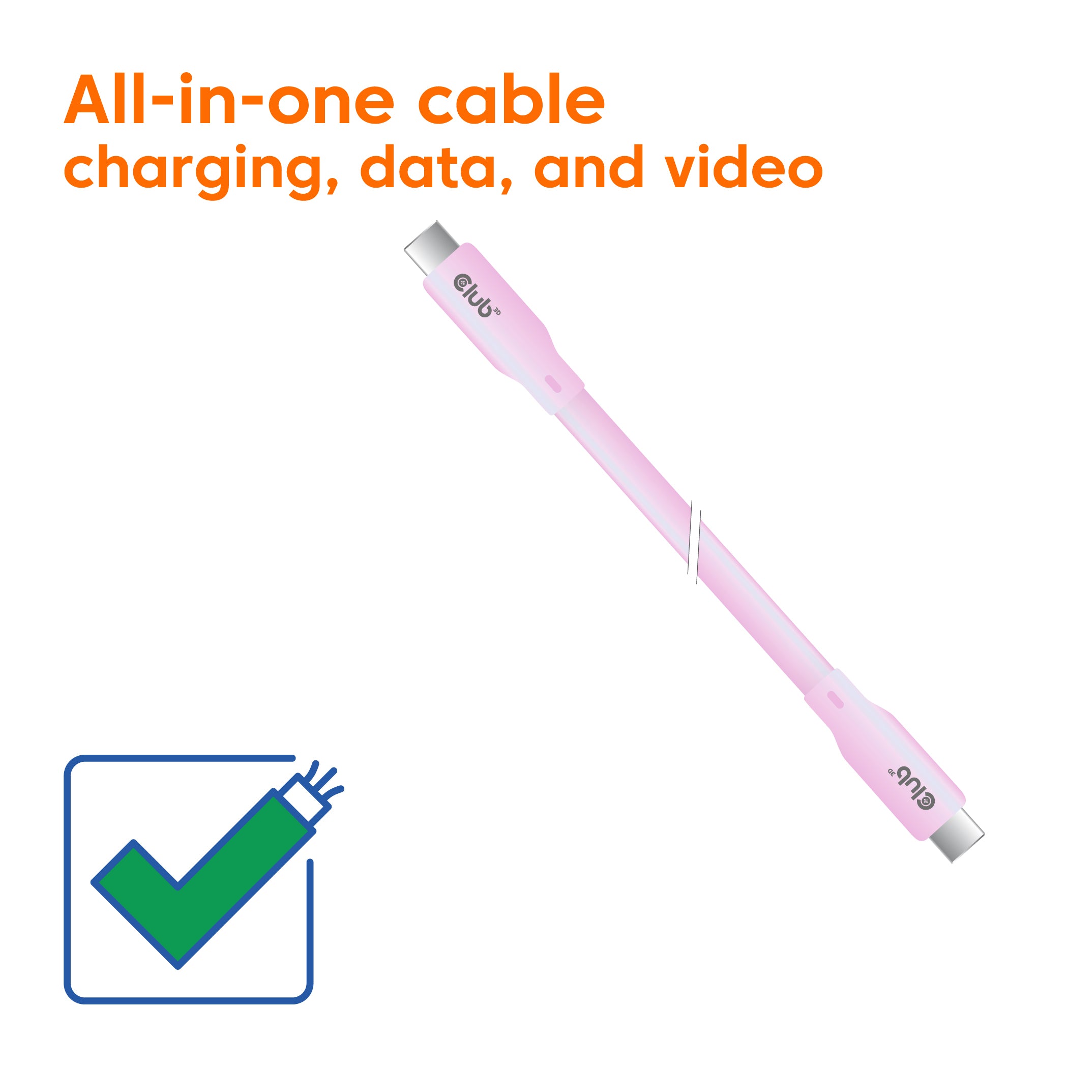 CLUB3D CAC-3002 câble USB USB4 Gen 2x2 2 m USB C 20 Gbit/s 240 W Rose