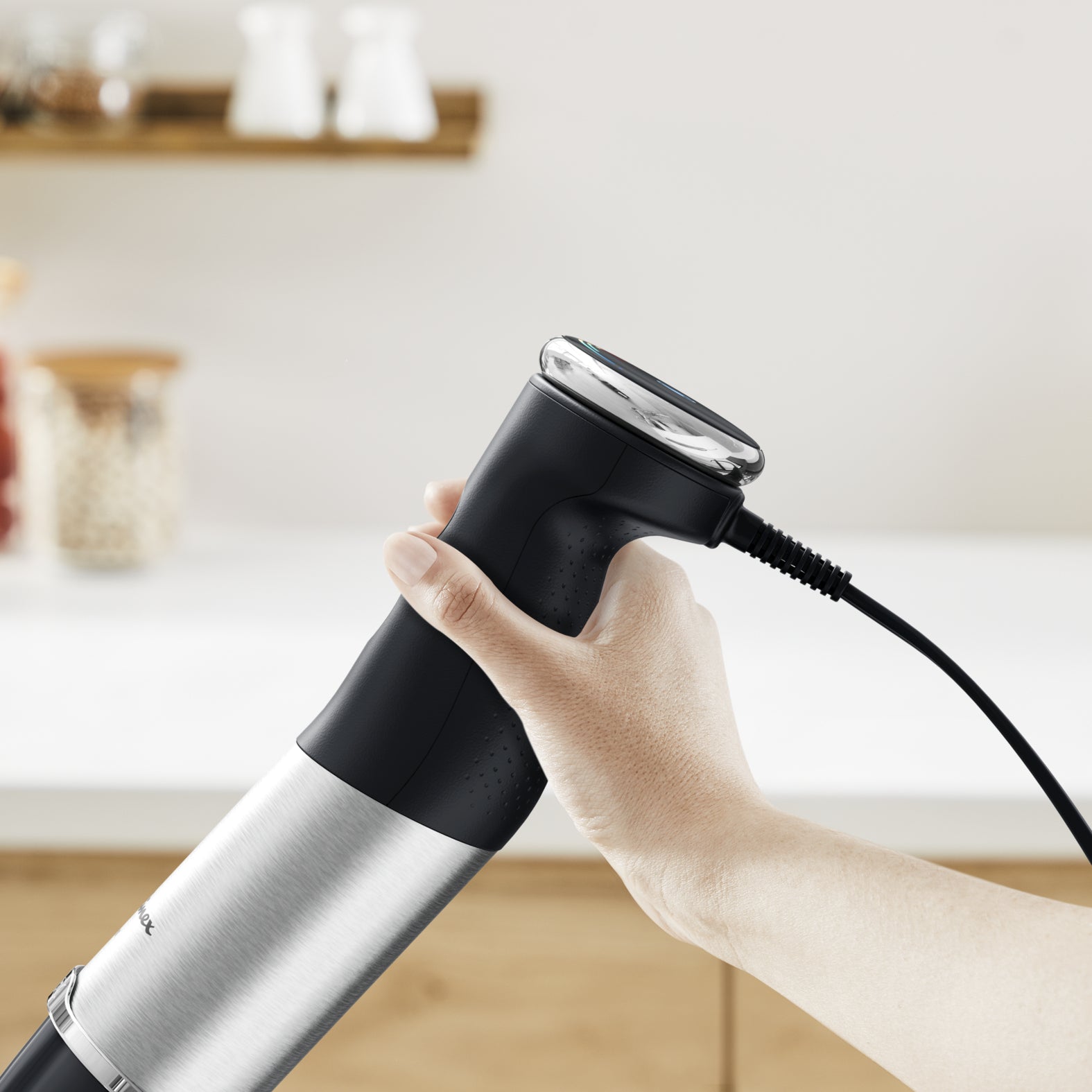 Tefal Quickchef+ HB67G830 blender 0,8 L Mélangeur par immersion 1000 W Noir, Acier inoxydable
