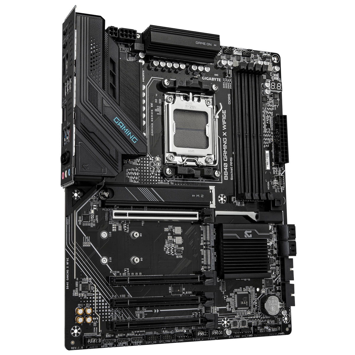 GIGABYTE B840 GAMING X WIFI6E Carte Mère - Processeurs AMD Ryzen 9000, VRM 12+2+2 phases, jusqu’à 7600MHz DDR5(O.C), 2xP