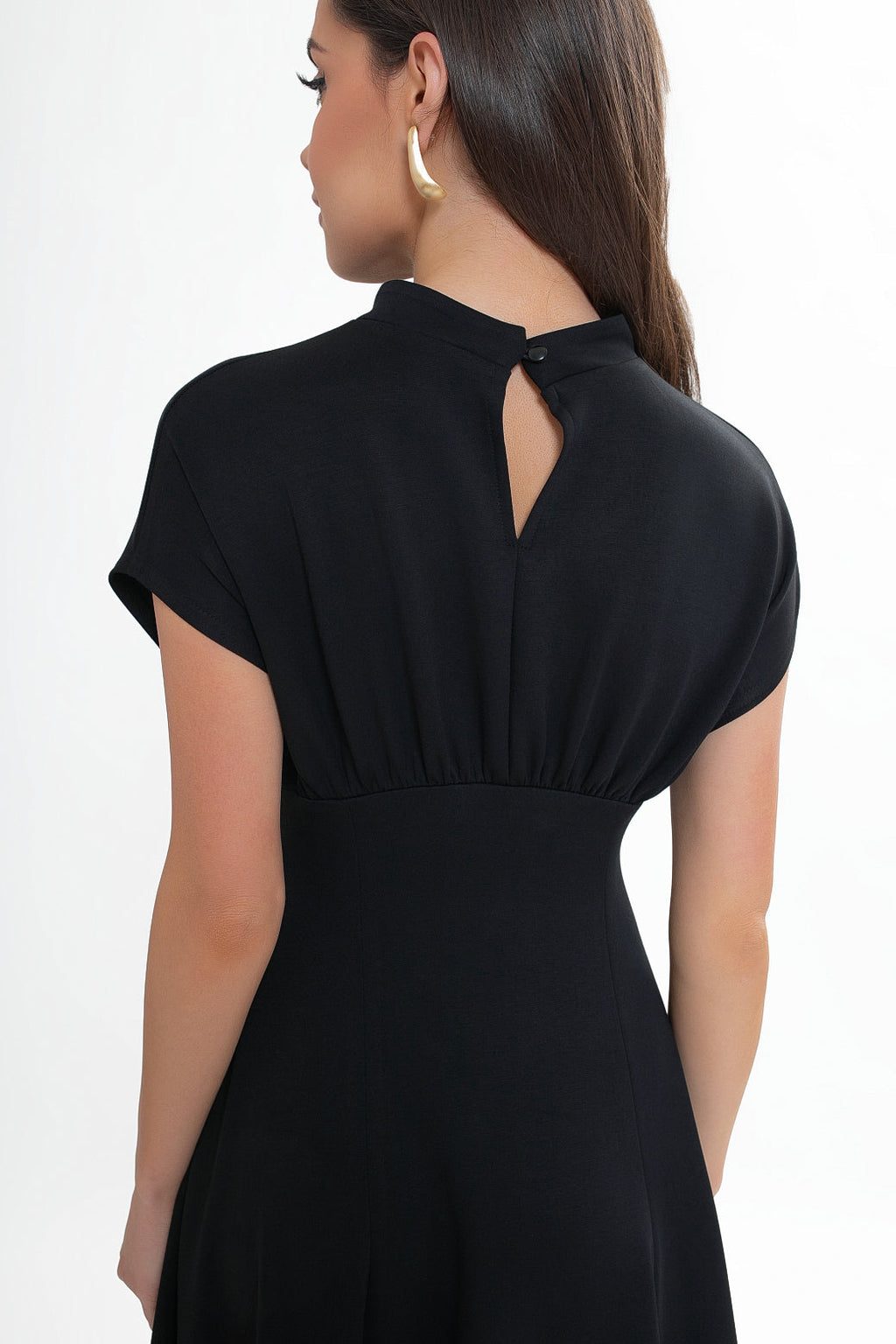 Robe midi en jersey bleu marine - évasée