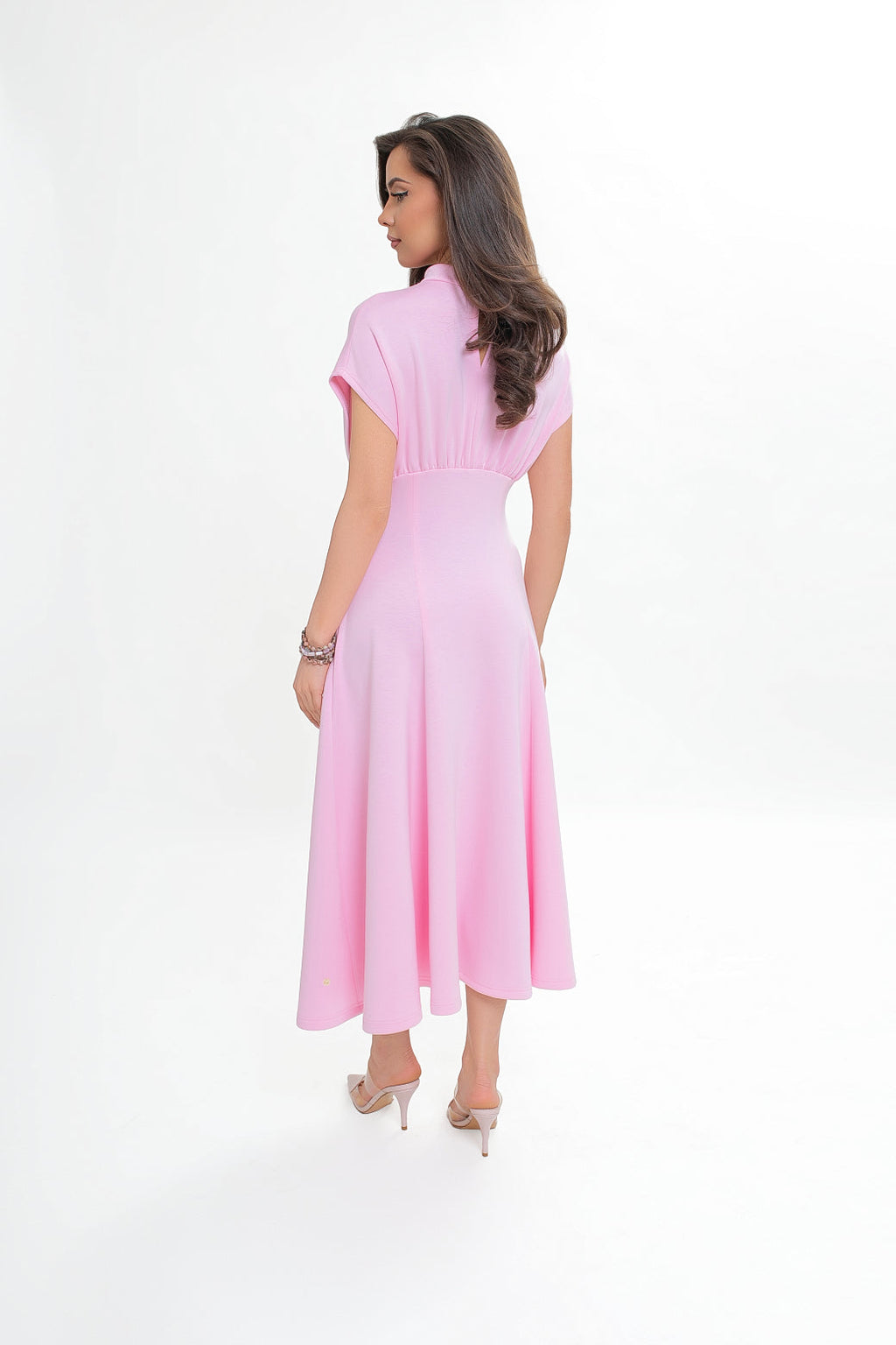 Robe midi en jersey bleu marine - évasée