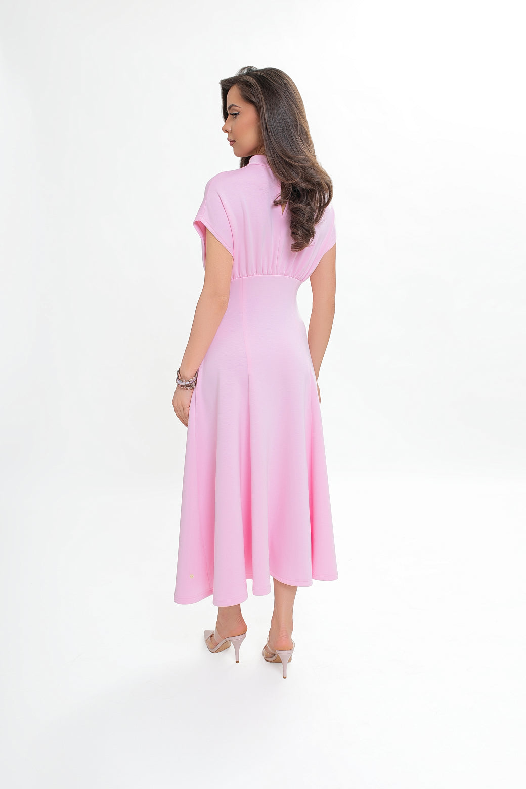 Robe midi en jersey bleu marine - évasée