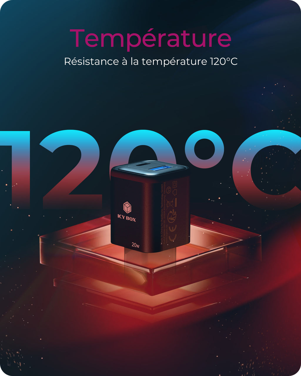ICY BOX IB-PS1020-PD Universel Noir Secteur Charge rapide Intérieure