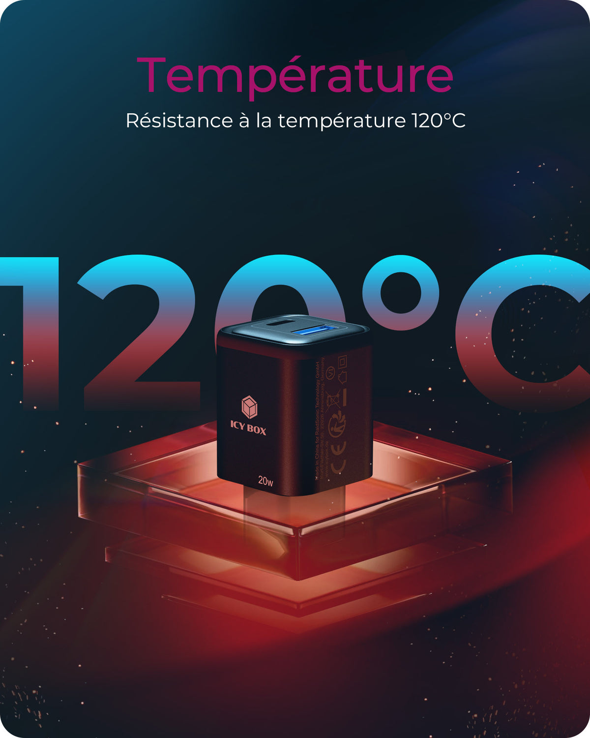 ICY BOX IB-PS1020-PD Universel Noir Secteur Charge rapide Intérieure