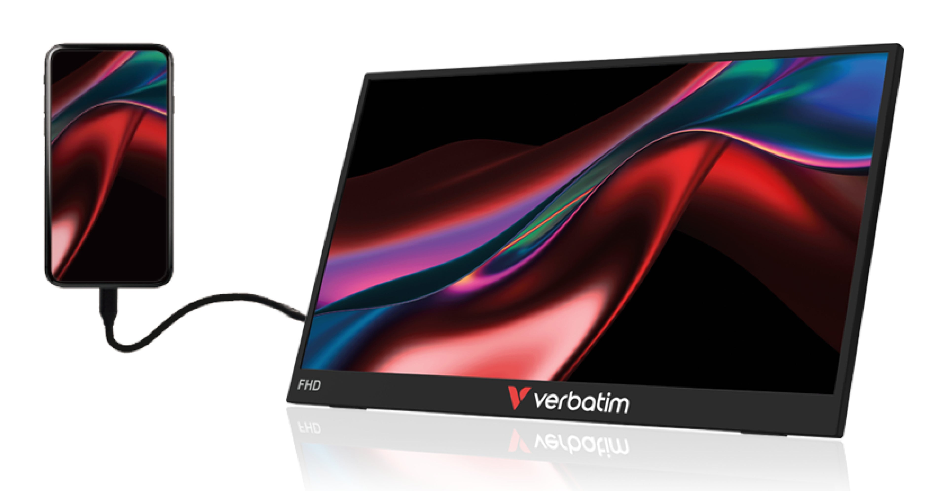 Verbatim Portable 15.6" FHD Monitor LIGHT Moniteur portable Noir 39,6 cm (15.6") LCD 1920 x 1080 pixels