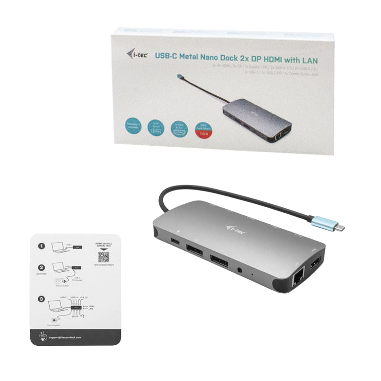 i-tec Metal USB-C Nano Station d'accueil Triple Affichage et Power Delivery 100W
