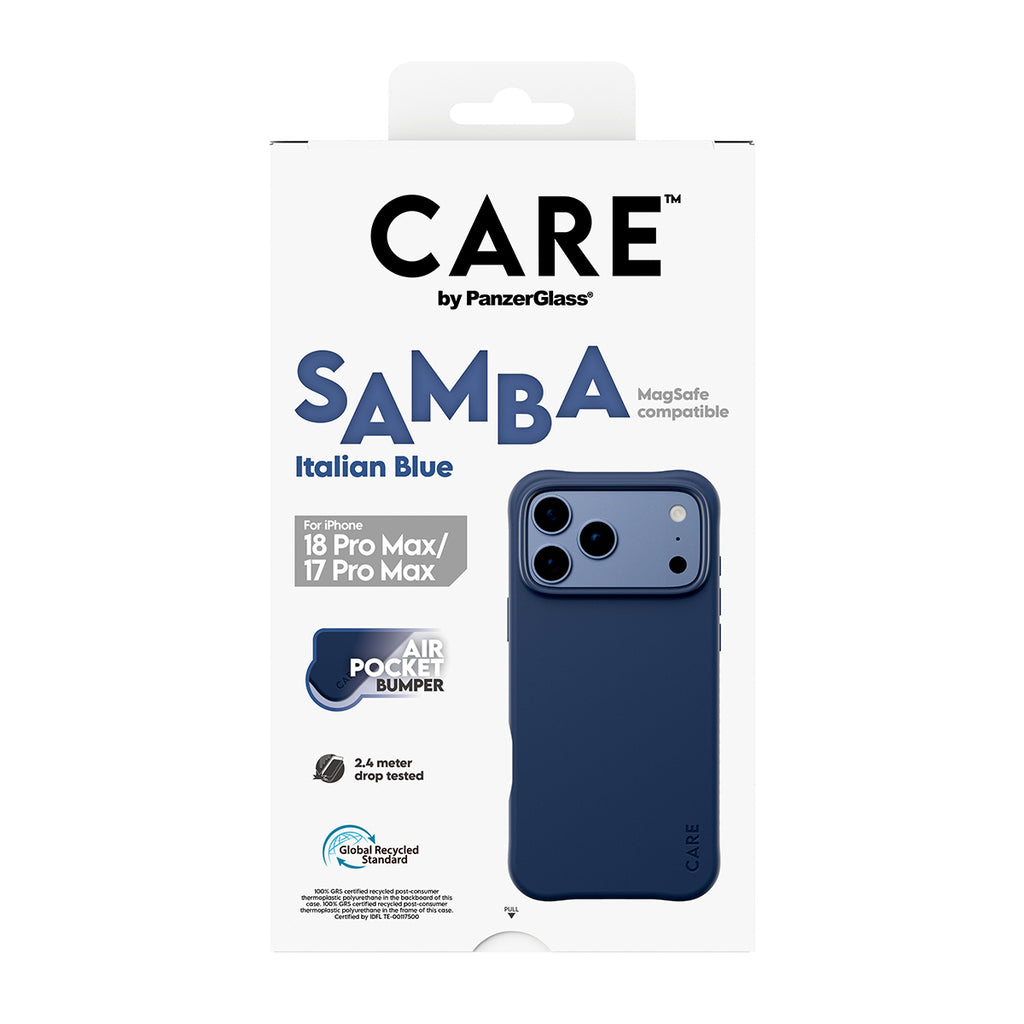 PanzerGlass CARE™ by ® Samba Case Italian Blue w. MagSafe iPhone 2026 Pro Max | 17 Pro Max coque de protection pour télé