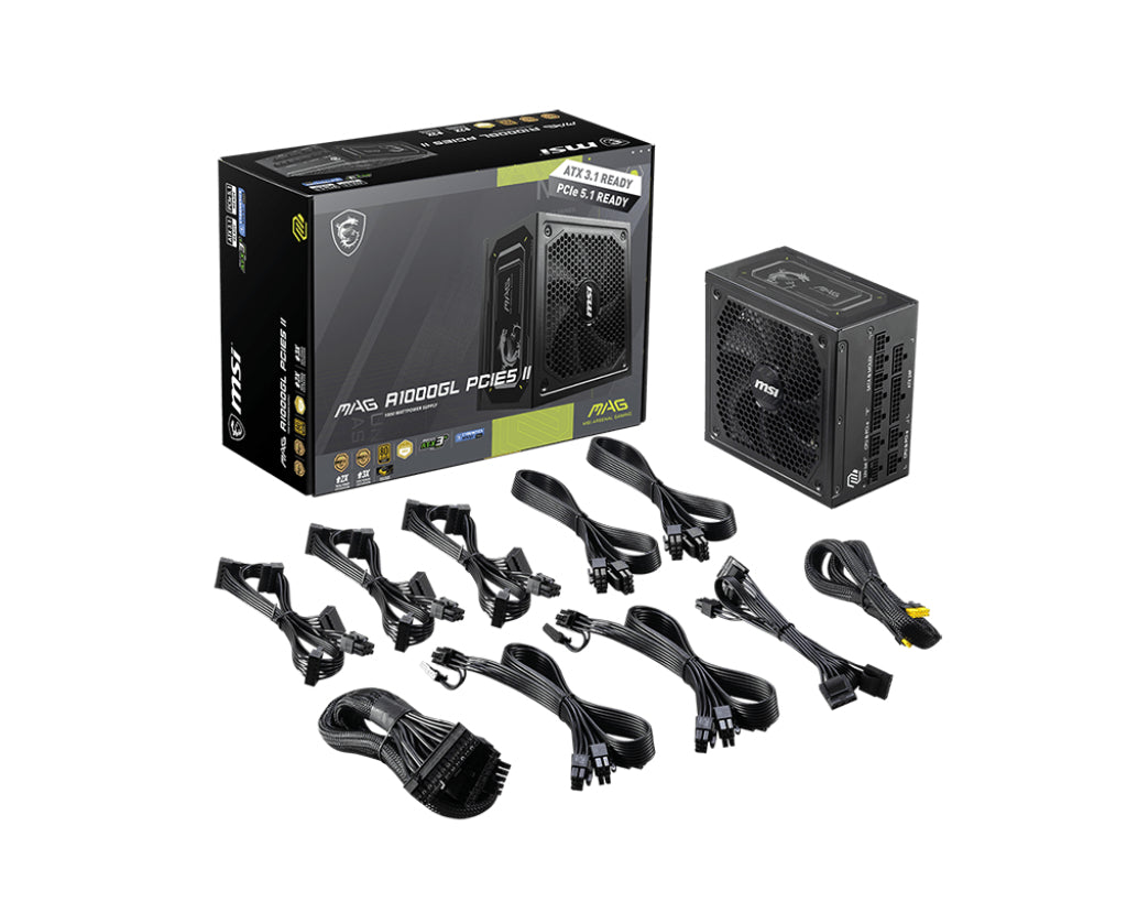MSI MAG A1000GL PCIE5 II unité d'alimentation d'énergie 1000 W 24-pin ATX ATX Noir