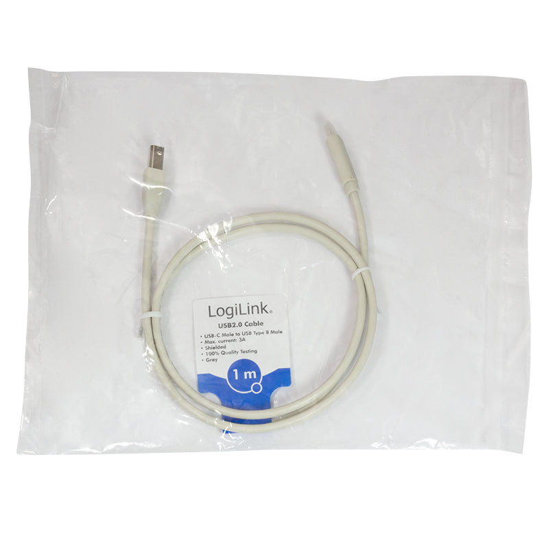 LogiLink CU0160 câble USB USB 2.0 1 m USB C USB B 0,48 Gbit/s Blanc