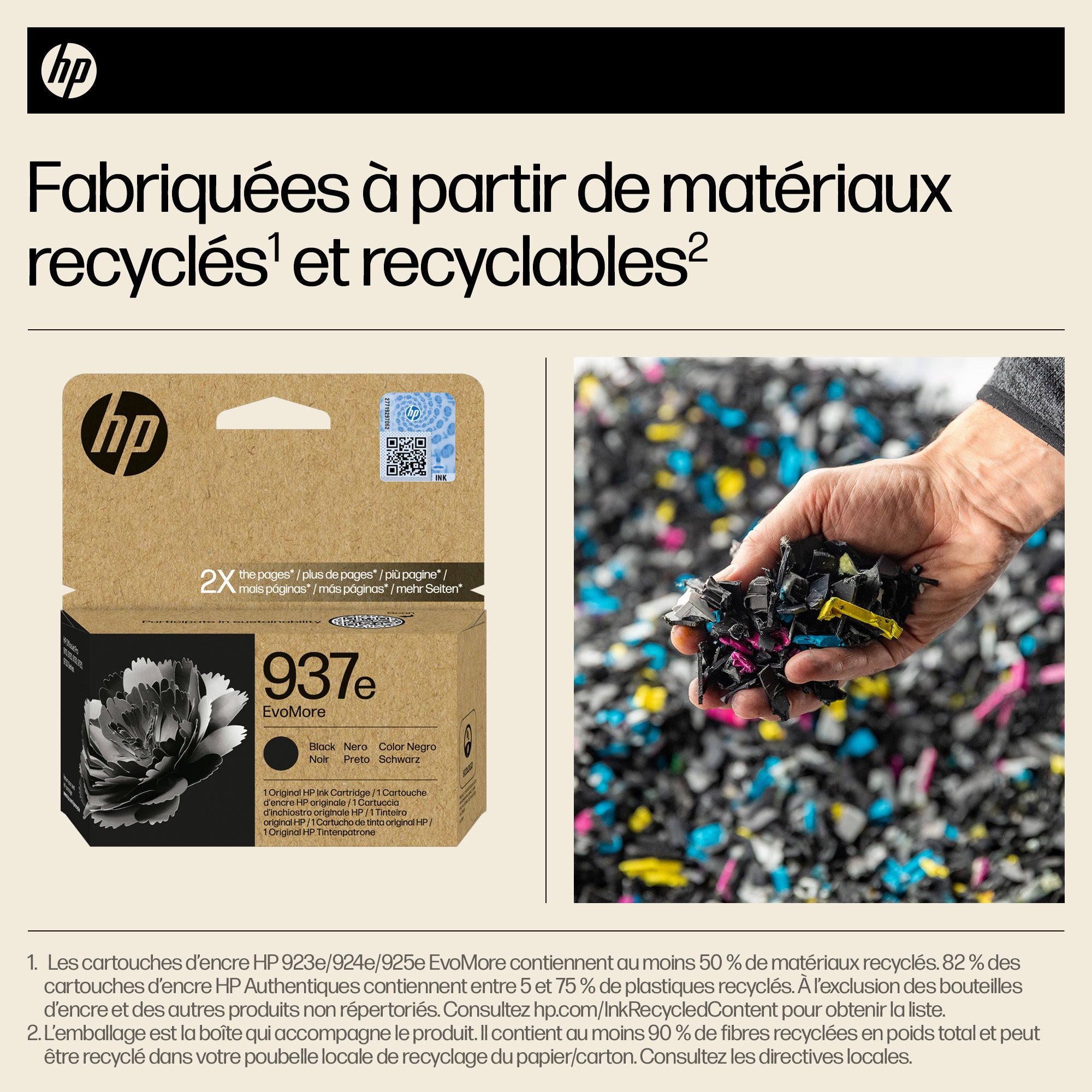 HP 937e Cartouche d’encre authentique Noir EvoMore